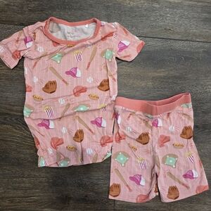 Little Sleepies Pink Baseball Short Set